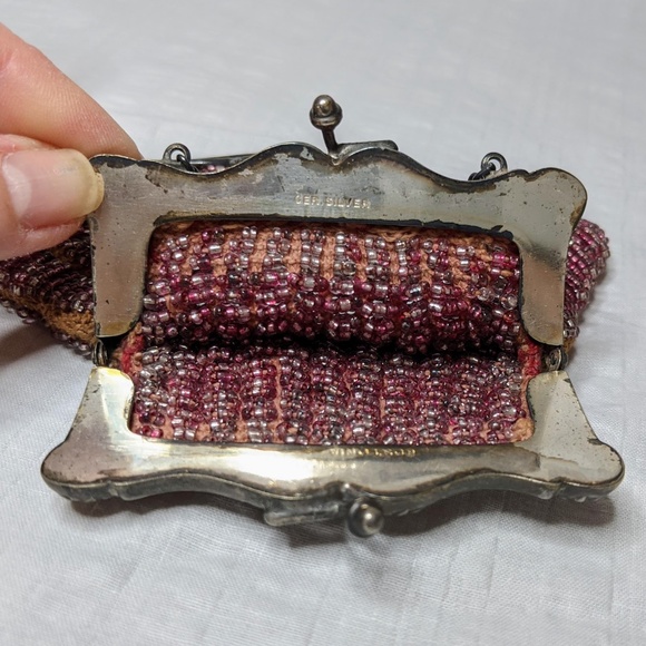 SOLD 🔮 Vintage 1920's Purple Beaded Coin Purse 20s Flapper Bag - SMALL - Picture 4 of 8